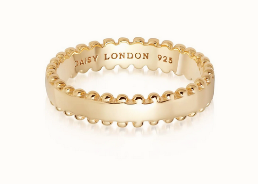 Silver Gold Plated Beaded Band Ring