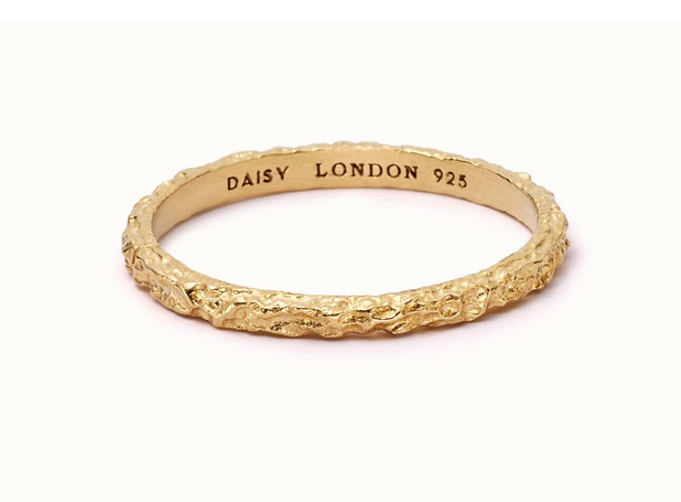 Silver Gold Plated Coral Stacking Ring