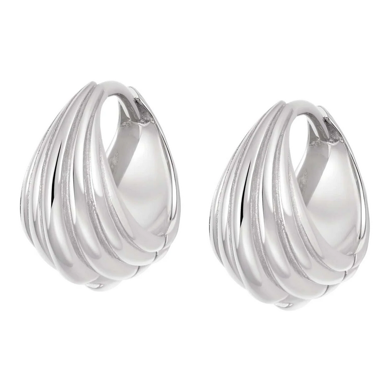 Sterling Silver Ridged Huggie Earrings