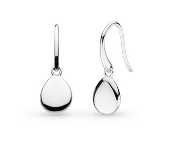 Silver Pebble Droplet Drop Earrings