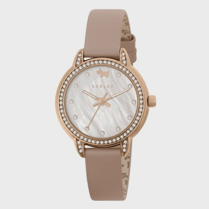 Ladies 32mm Rose Gold Plated Pink Leather Strap Watch