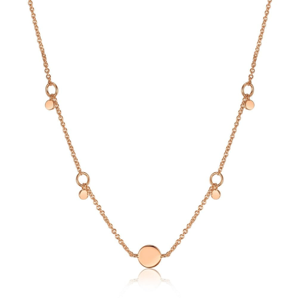 Silver Rose Gold Plated Geometry Drop Discs Necklace
