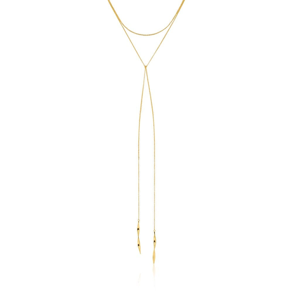 Silver Gold Plated Helix Lariat Necklace
