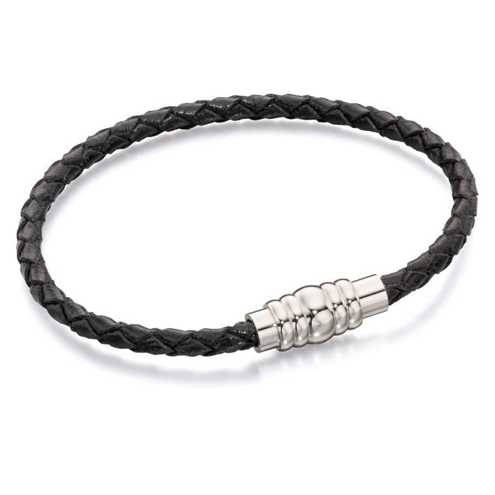 S/Steel Skinny Leather Bracelet Magnetic Clasp