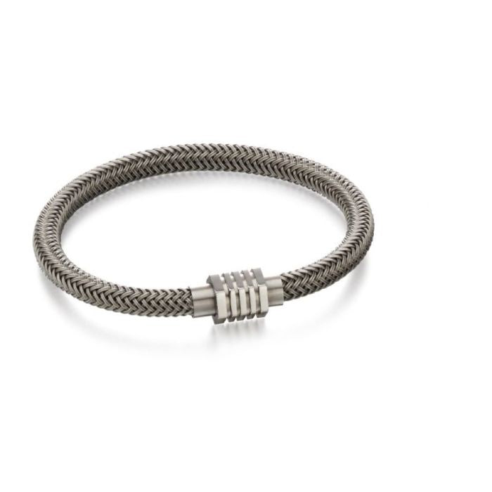 Stainless Steel Grey  Woven Men's Bracelet
