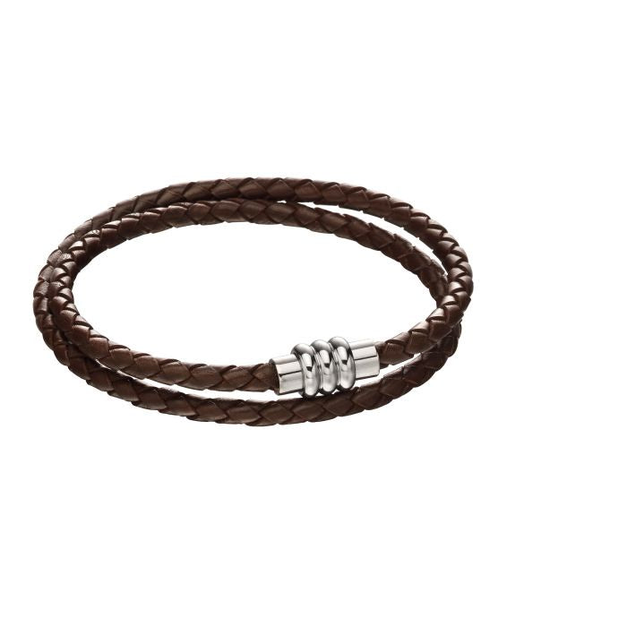 Men's Double Row Wrap-around Leather Bracelet
