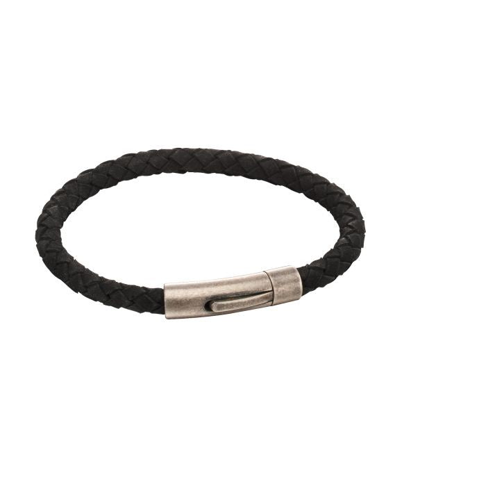 Men's Stainless Steel Woven Suede Bracelet