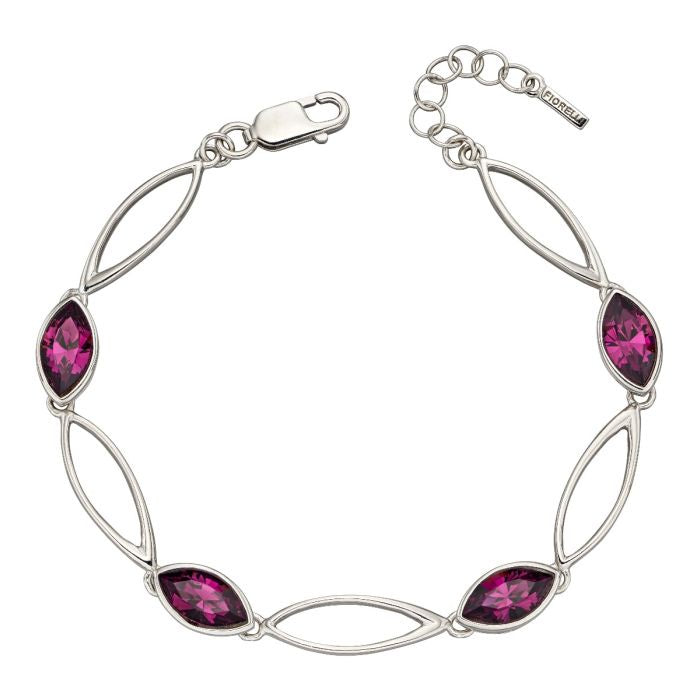 Silver Amethyst Navette Twist Bracelet