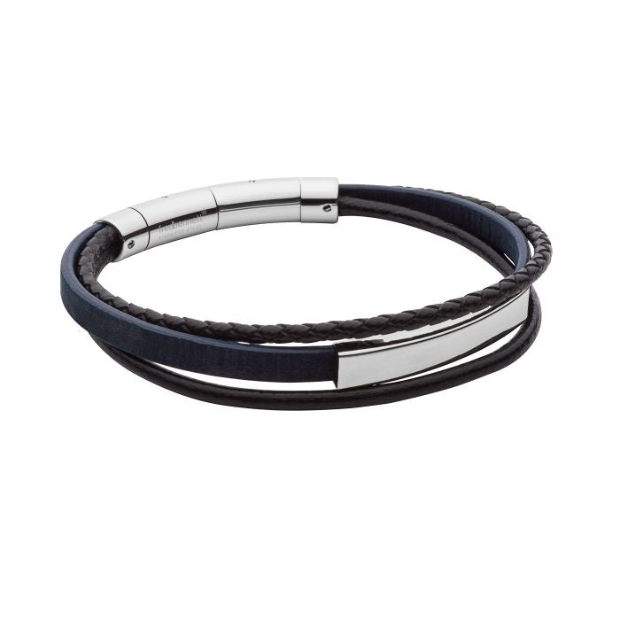 Multi Row Cork and Leather Men's Bracelet with ID Bar