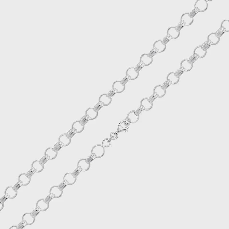 Silver 7mm Round &amp; Double Oval Belcher Chain 7.5"