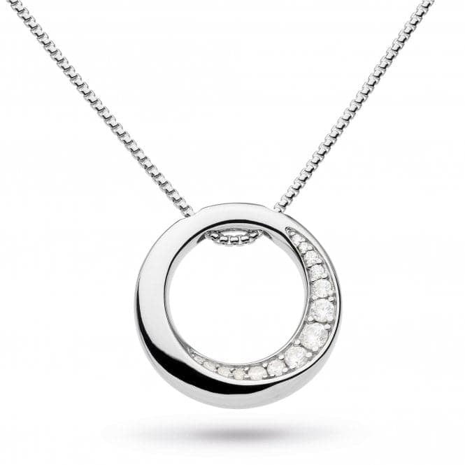 Silver Bevel Cirque Zirconia Pavé Necklace 18"
