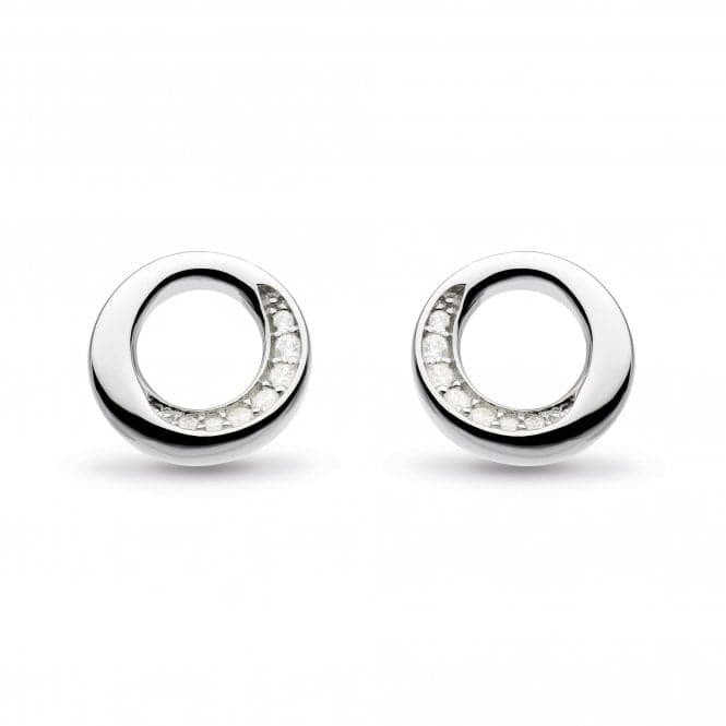 Silver Bevel Cirque Cubic Zirconia Studs