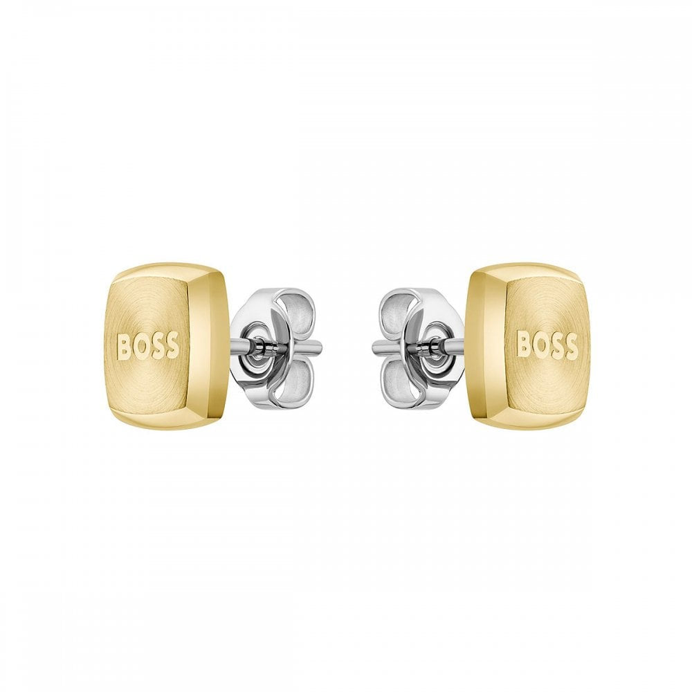 BOSS Gent's Yann Gold Plated Steel Square Stud Earrings