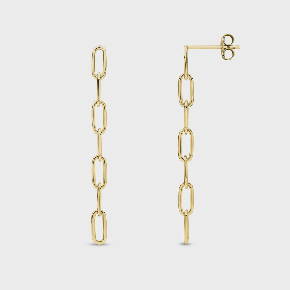9ct Yellow Gold Paperchain Drop Earrings 4cm