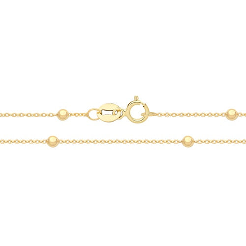9ct Yellow Gold Beaded Rolo Chain