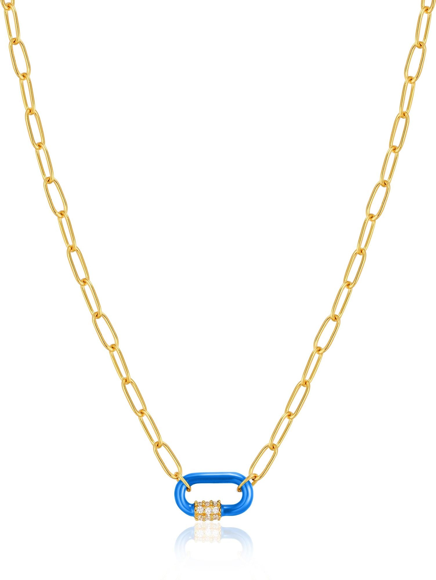 Blue Enamel Carabiner Necklace