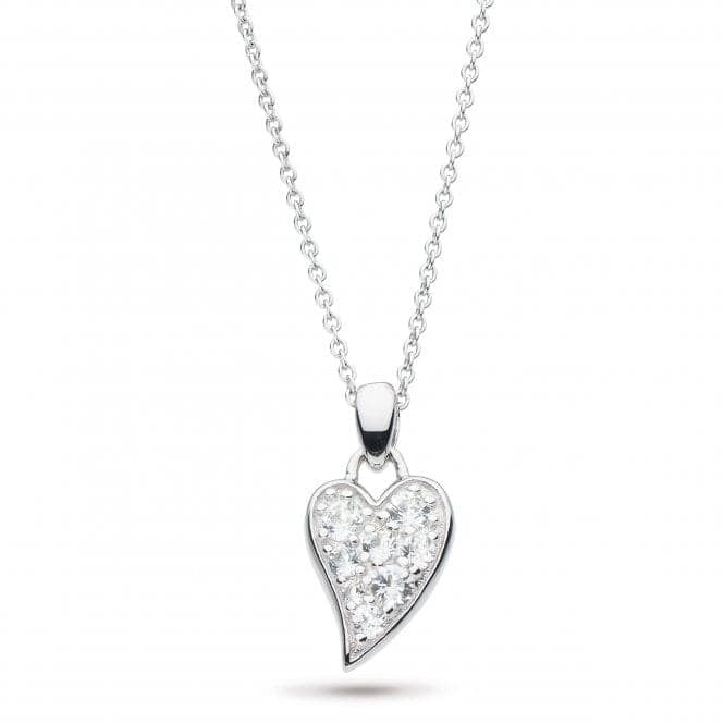 Silver Desire Precious White Topaz Small Heart 17" Necklace