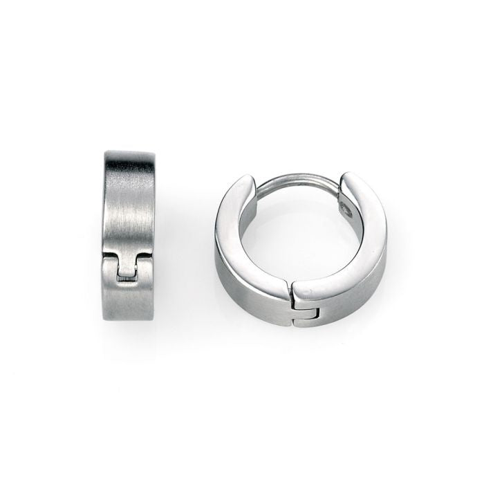 Men's Stainless Steel Textured Huggie Hoop Earrings