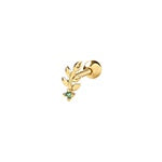 9ct Yellow Gold Leaf with CZ Cartilage 6mm Post Stud