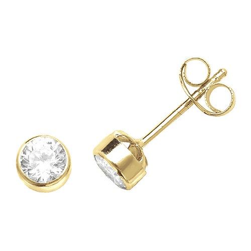 9CT Yellow Gold Round CZ Stud Earrings ES231S