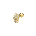 9ct Yellow Gold CZ Hamsa Cartilage 6mm Post Stud
