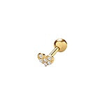 9ct Yellow Gold CZ Heart Cartilage 6mm Post Stud