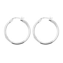 Medium Sized Plain Silver Hoop Earrings