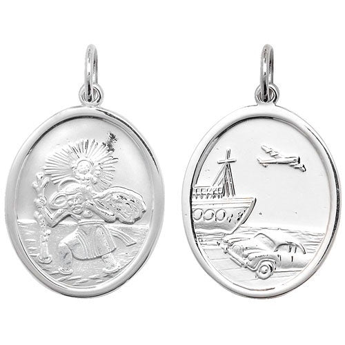 Silver Oval St Christopher Double Sided G6823