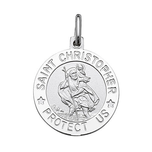 Silver St Christopher Round Pendant G6959
