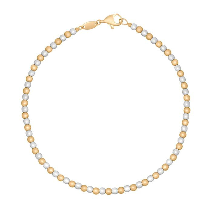 9ct Yellow&amp;White Gold Ball Bracelet