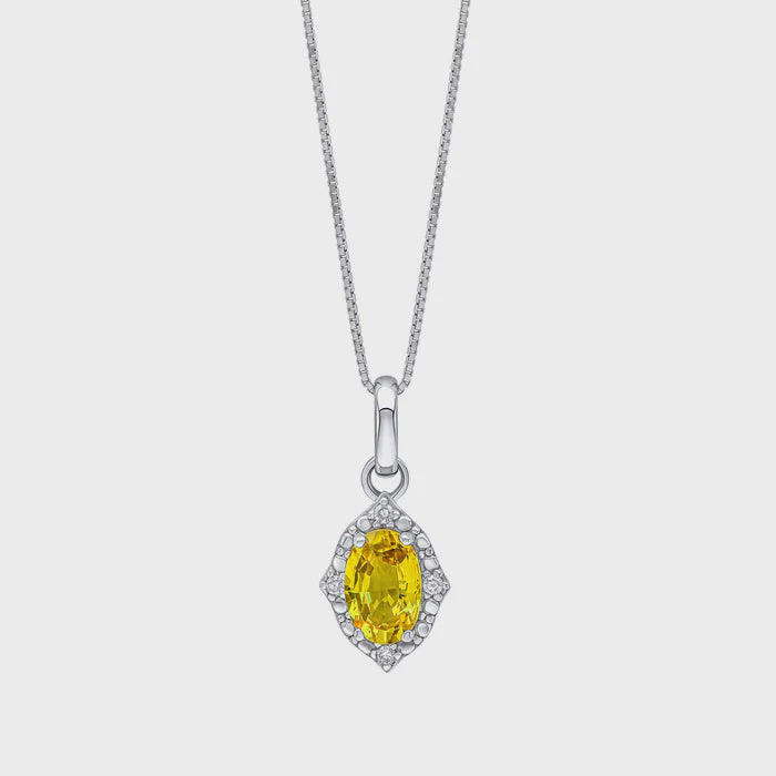 Oval Sapphire &amp; Diamond Pendant in 9ct Gold