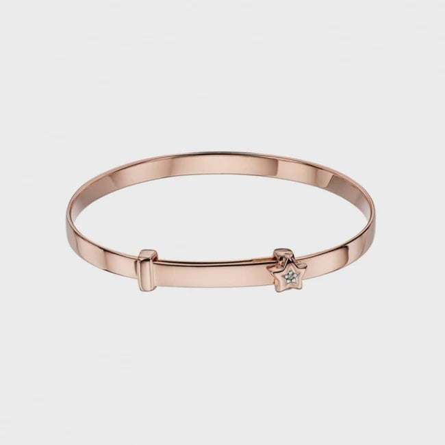 Gracie - Silver Rose Gold Plated Diamond Bangle