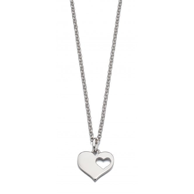 Hanneli - Silver Adults Medium Cut Out Heart Necklace