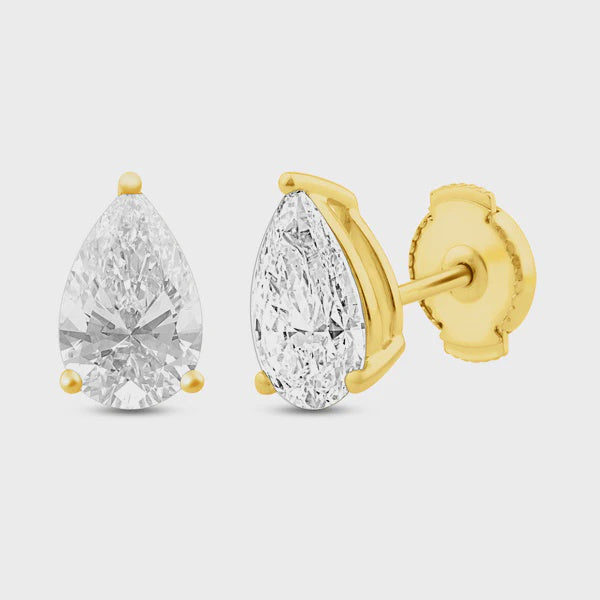 18ct Yellow Gold 2.00ct Lab-Grown Diamond Pear-Cut Earrings