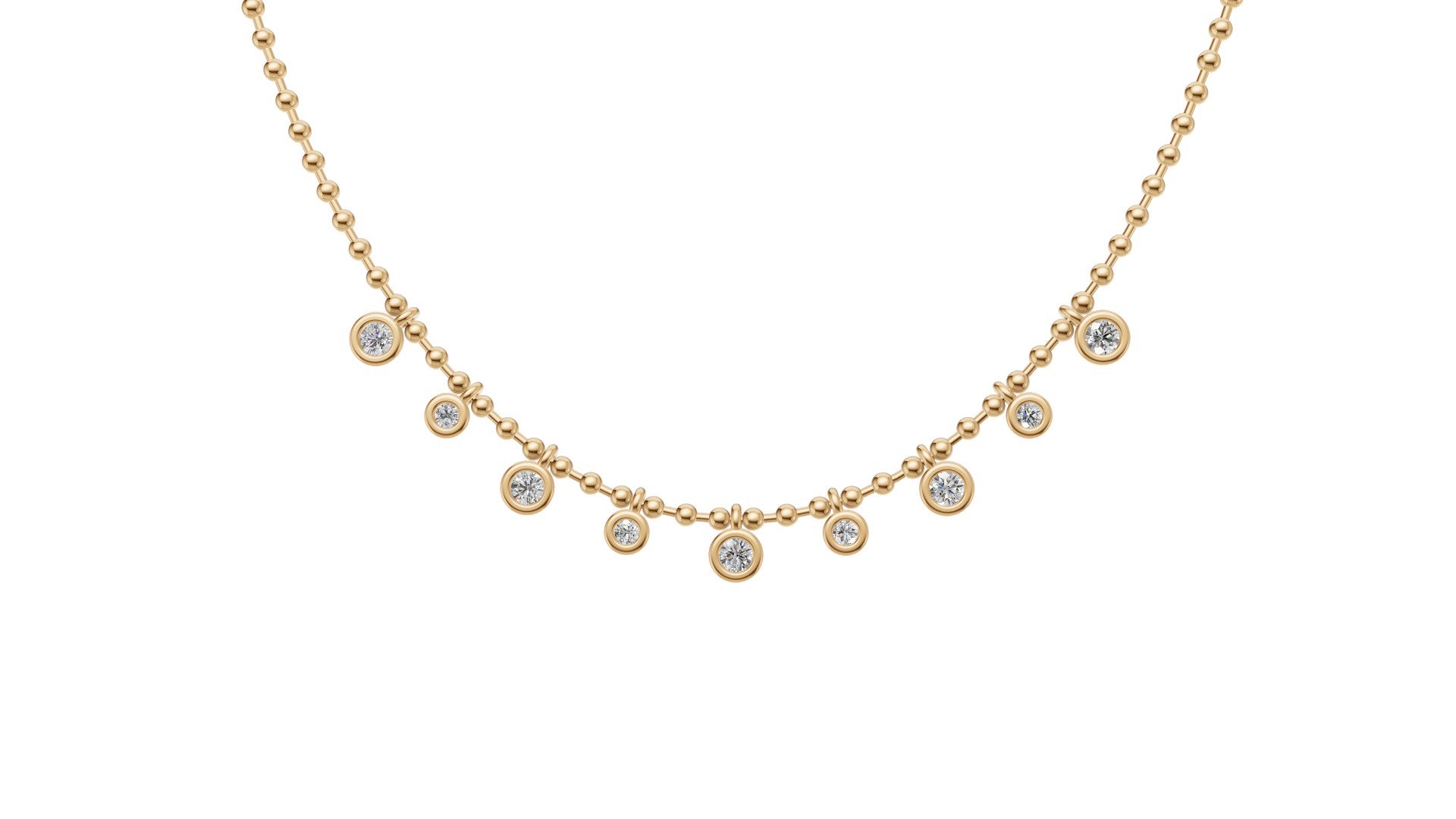 9ct Gold 0.39ct Lab-Grown Diamond Bubble Bead Necklace