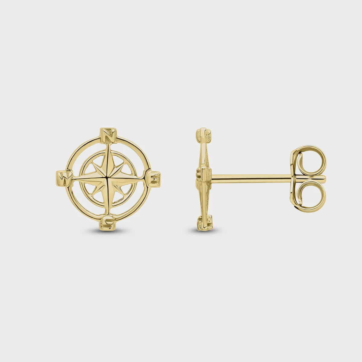 9ct Yellow Gold Nautical Wheel Stud Earrings