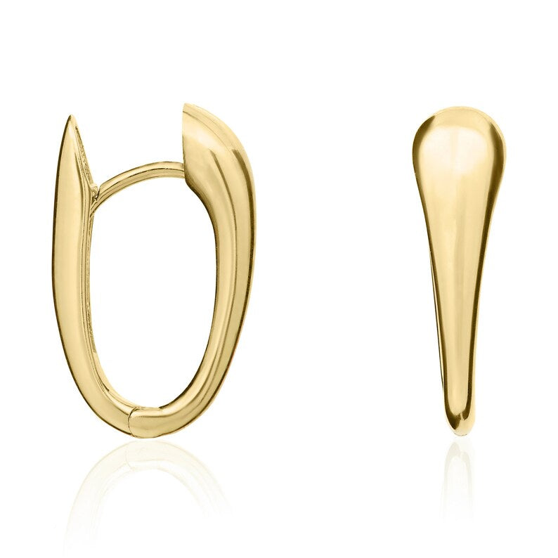 9ct Yellow Gold Polished Elongated Huggy Hoop Earrings