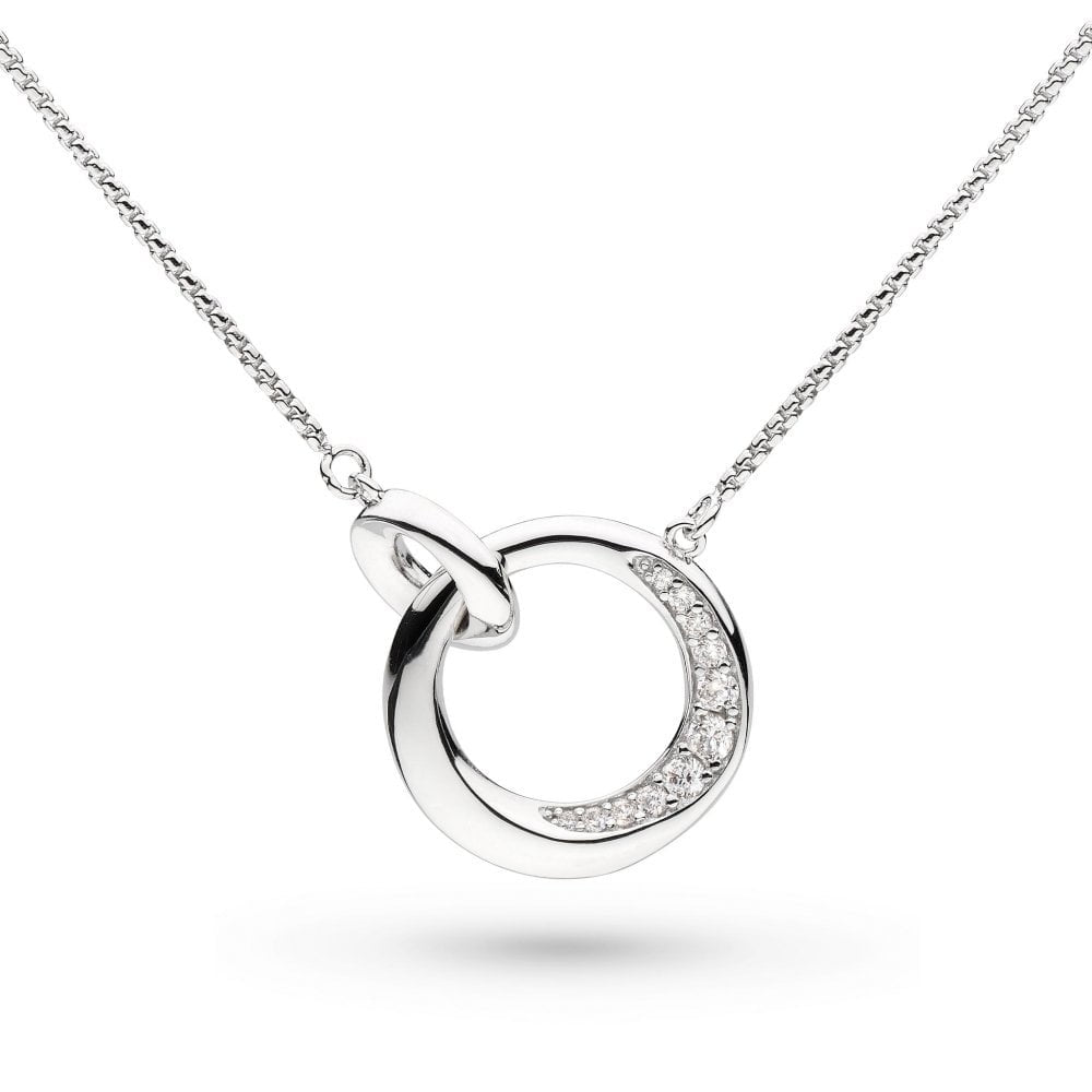 Silver Bevel Cirque Zirconia Pavé Link Necklet 18"