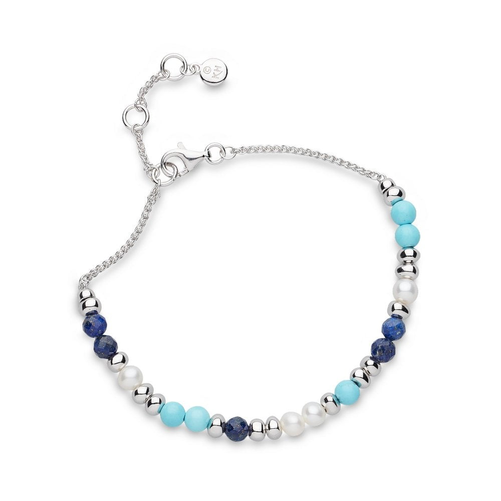 Silver Coast Tumble Azure Gemstone Beaded Bracelet