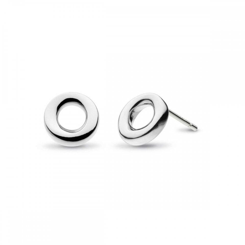 Silver Bevel Cirque Mini Stud Earrings 9mm
