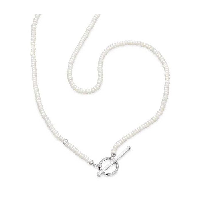 Silver Revival Astoria Pearl Strand T-bar Necklace 18"
