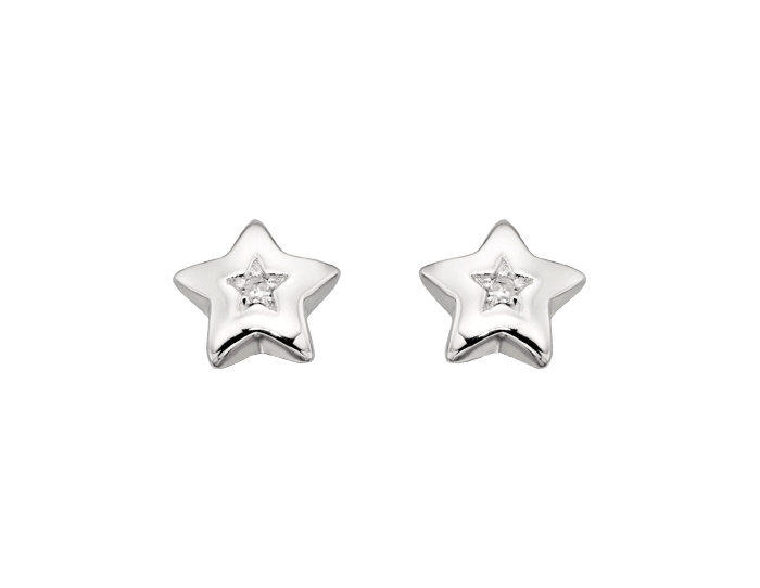 Noor - Silver Diamond Star Earrings