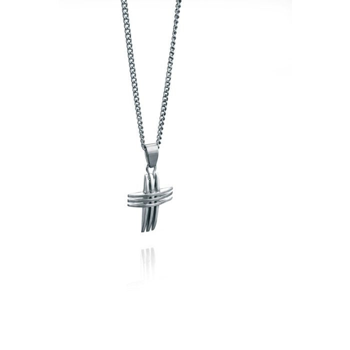 Stainless Steel Triple Bar Cross Pendant