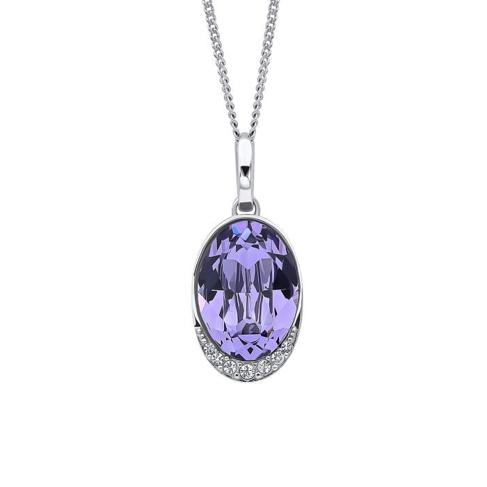 Silver Tanzanite Crystal &amp; CZ Oval Necklace
