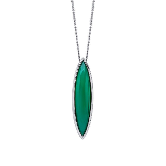 Fiorelli Silver Elongated Navette Onyx Pendant