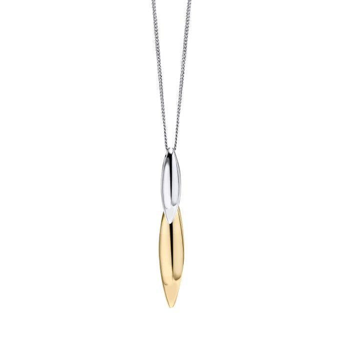 Silver Gold-Plated Navette Drop Pendant