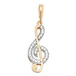 9ct Yellow Gold Treble Clef CZ Pendant