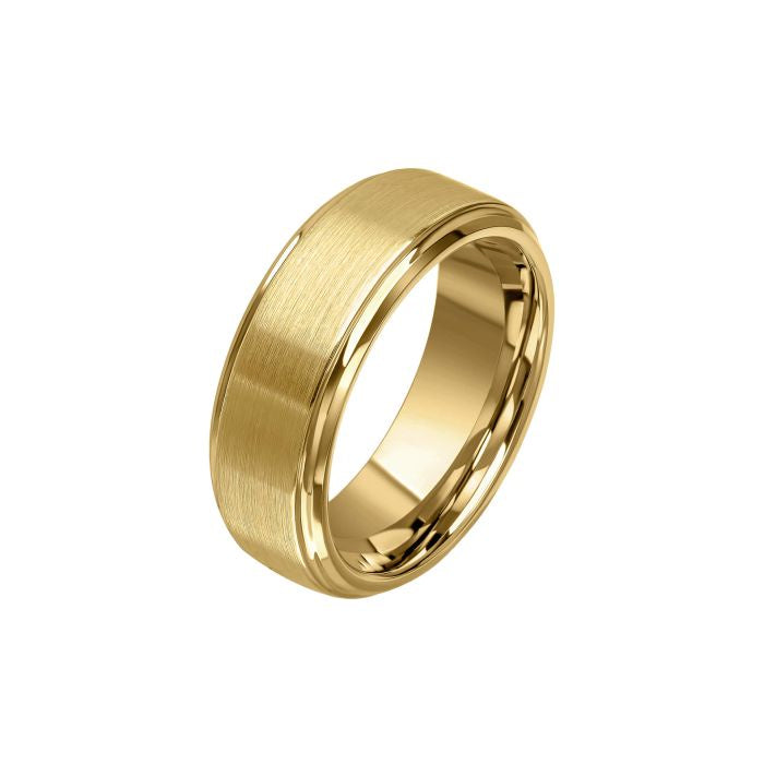 Brushed Gold Plated Tungsten Men's Ring