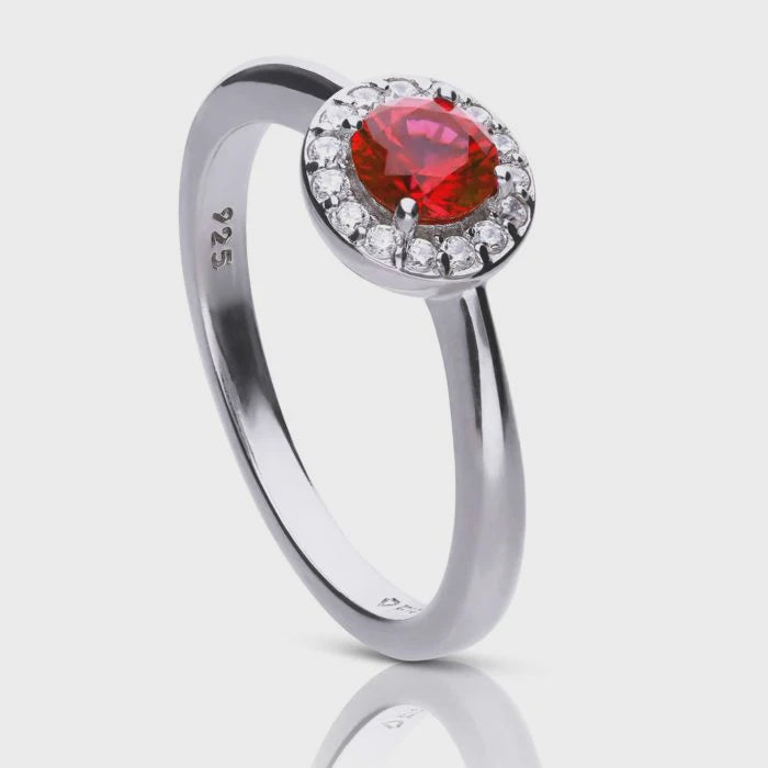 Silver Round Colour Zirconia Ring