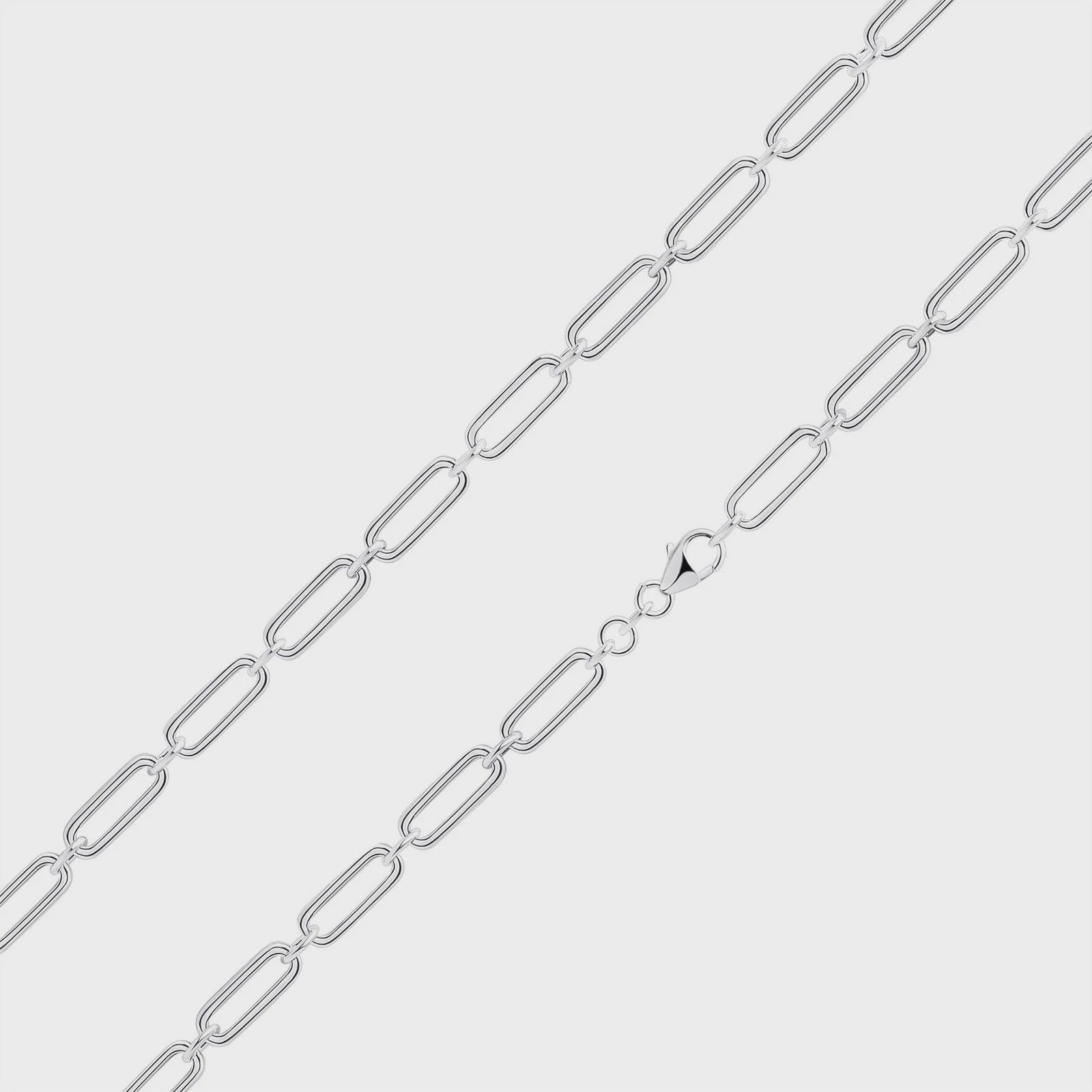 Silver 4.5mm Alternating Link Paperclip Bracelet